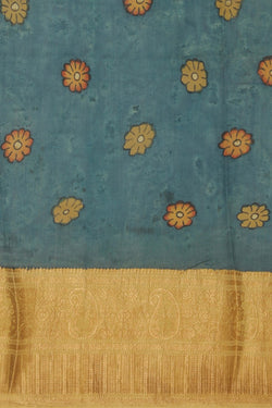 Image of Kalamkari Blue Saree