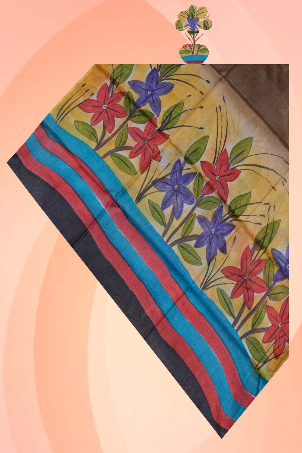 Image of Moss Green Floral Dupatta