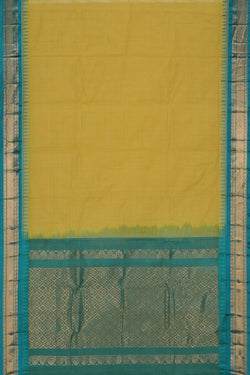 Image of Gadwal Cotton Yellow Saree