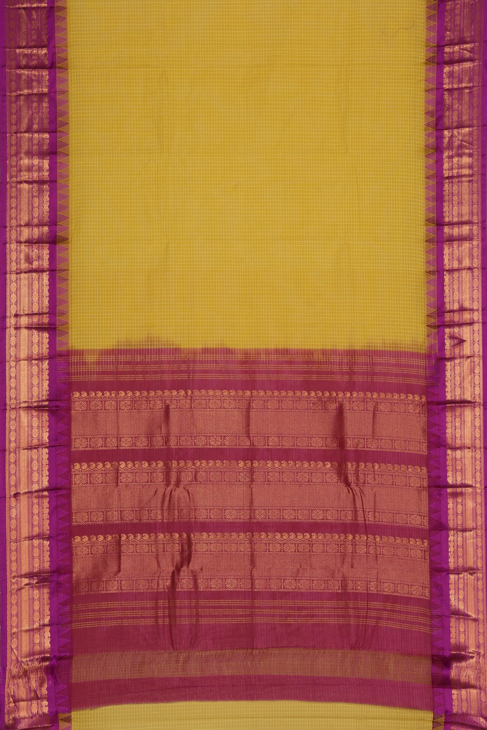 Gadwal Cotton Yellow Saree