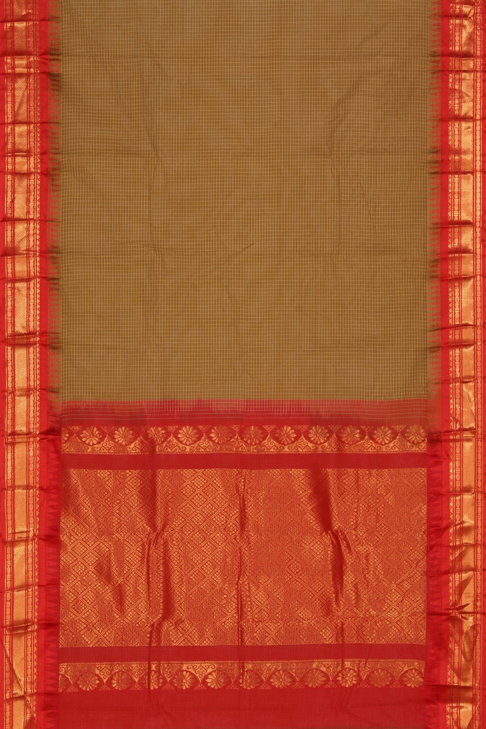 Gadwal Cotton Brown Saree