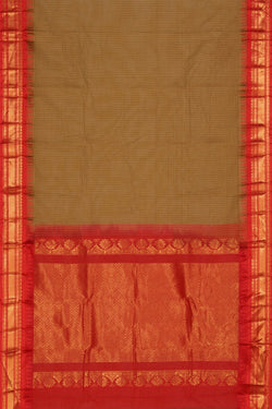 Image of Gadwal Cotton Brown Saree