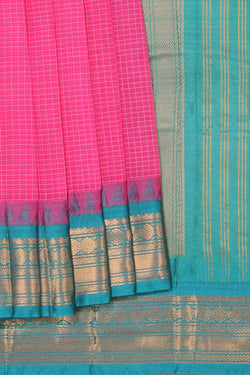 Image of Gadwal Cotton Pink Saree