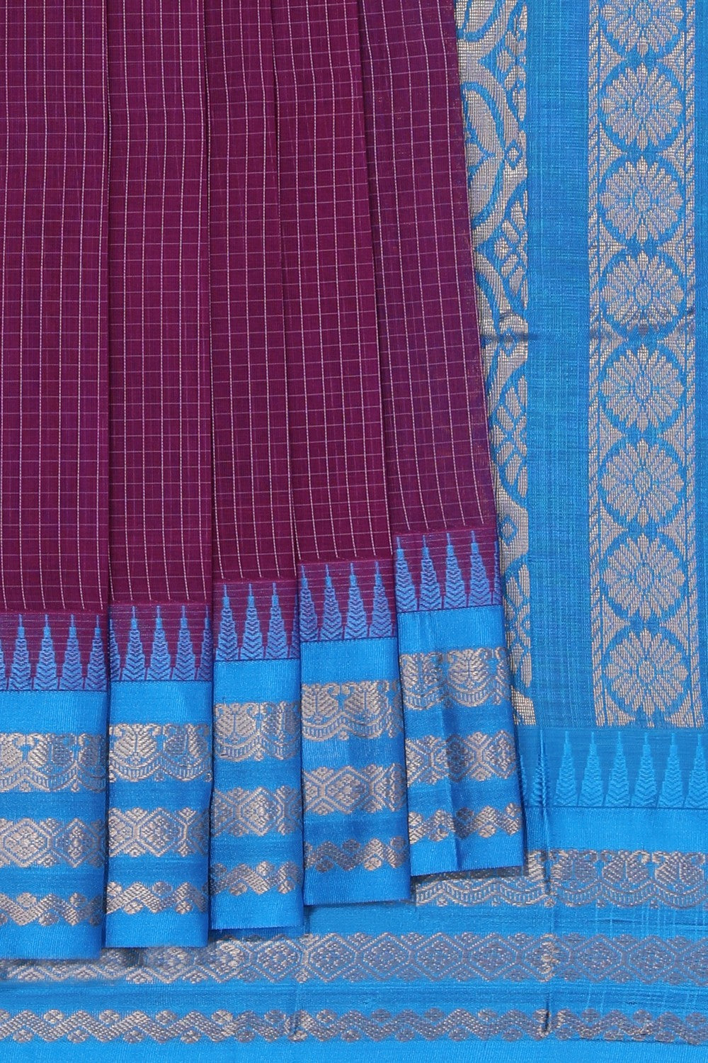 Gadwal Cotton Plum Purple Saree