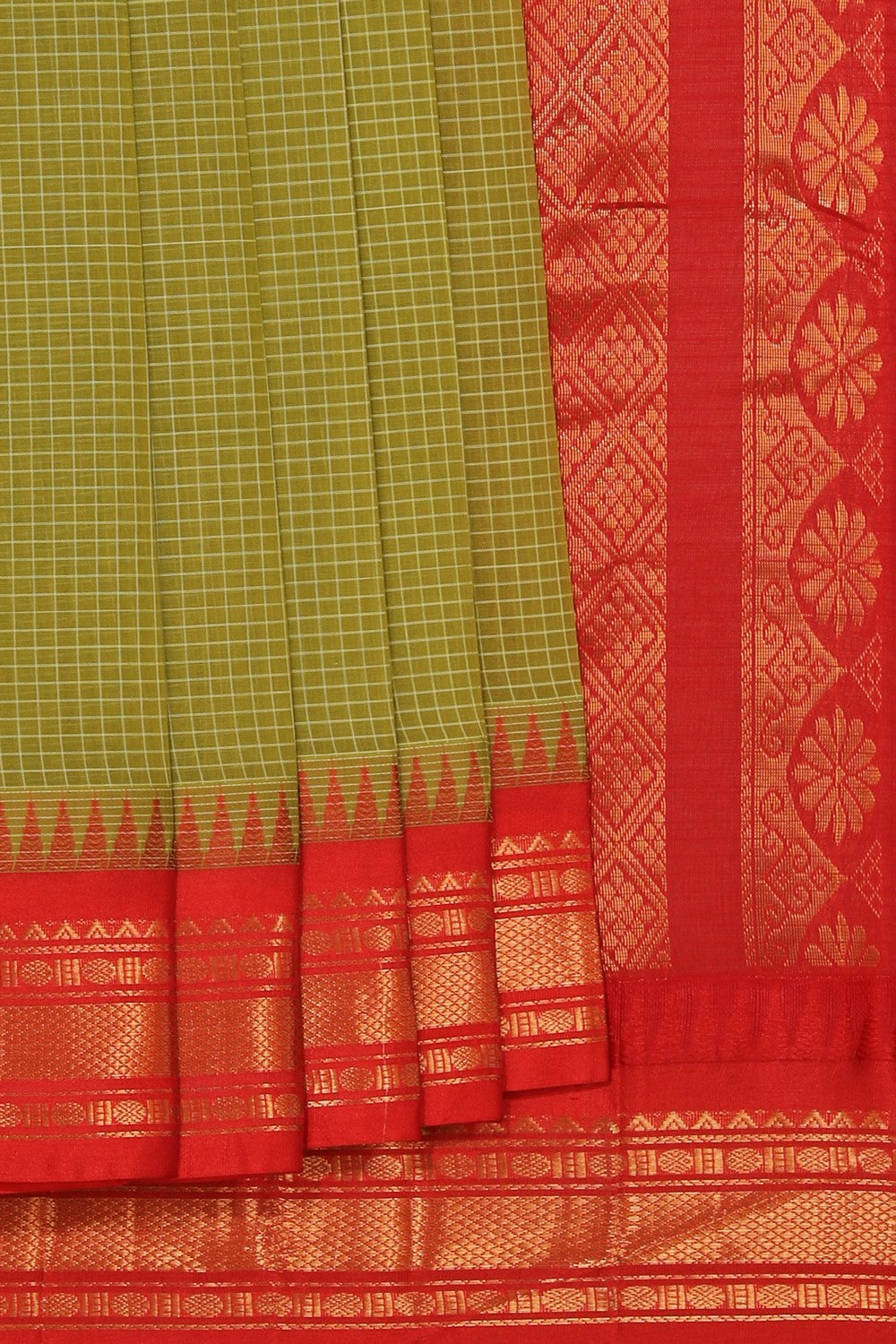 Gadwal Cotton Green Saree