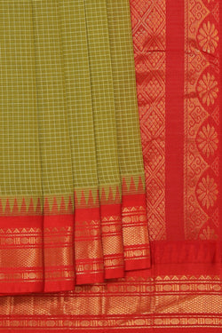 Image of Gadwal Cotton Green Saree