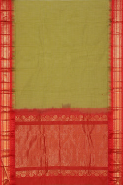 Image of Gadwal Cotton Green Saree