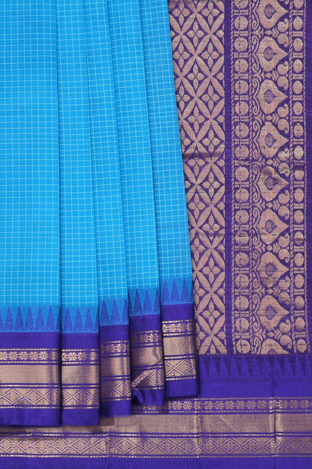 Gadwal Cotton Blue Saree