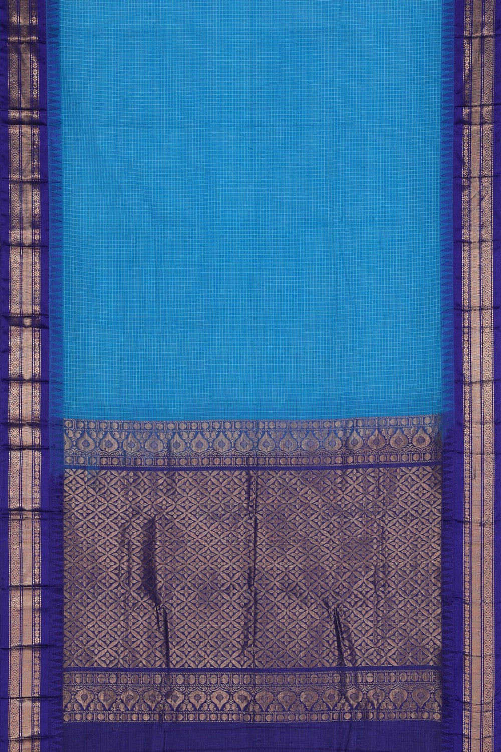 Gadwal Cotton Blue Saree