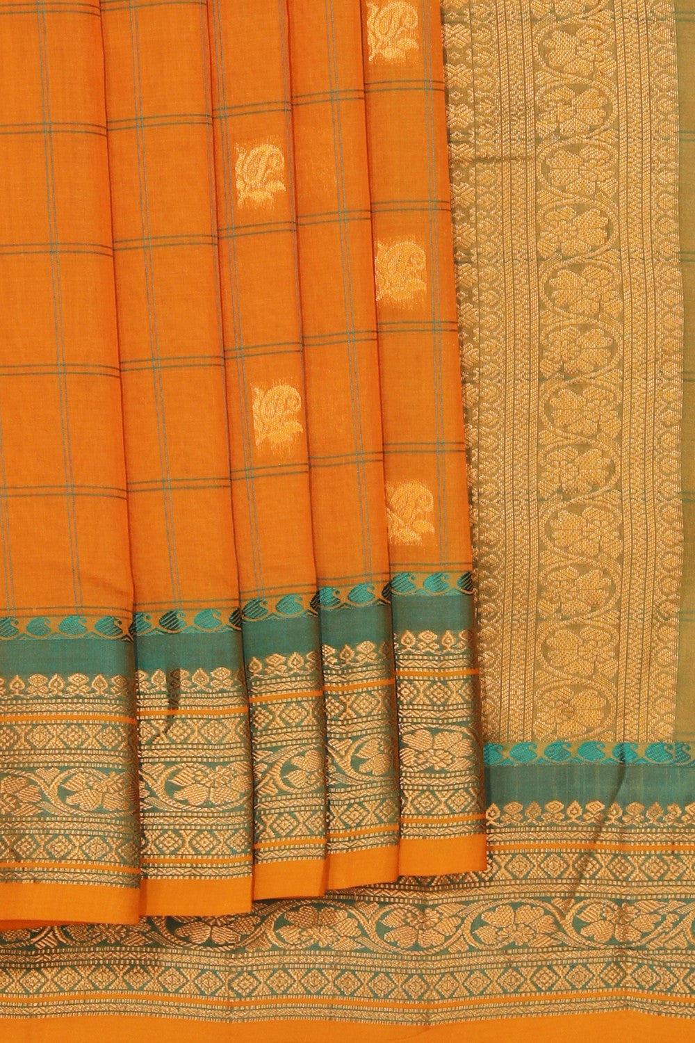 Gadwal Orange Kattam Saree