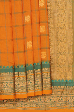 Image of Gadwal Orange Kattam Saree