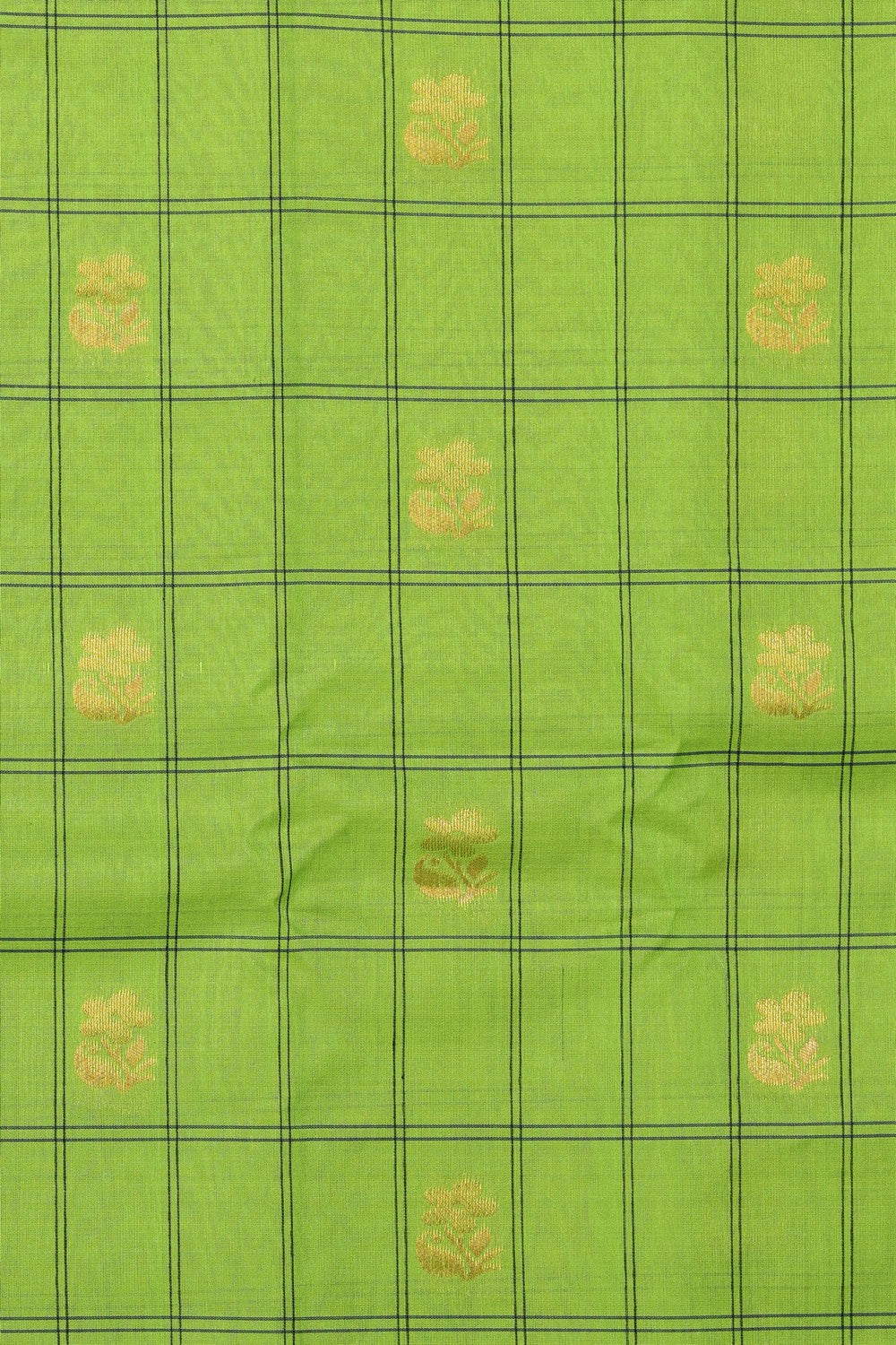 Gadwal Vibrant Green Kattam Saree