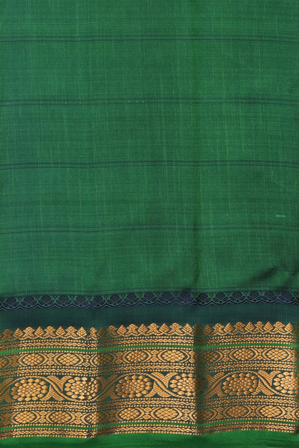 Gadwal Vibrant Green Kattam Saree