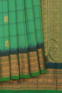 Image of Gadwal Aqua Green Kattam Saree