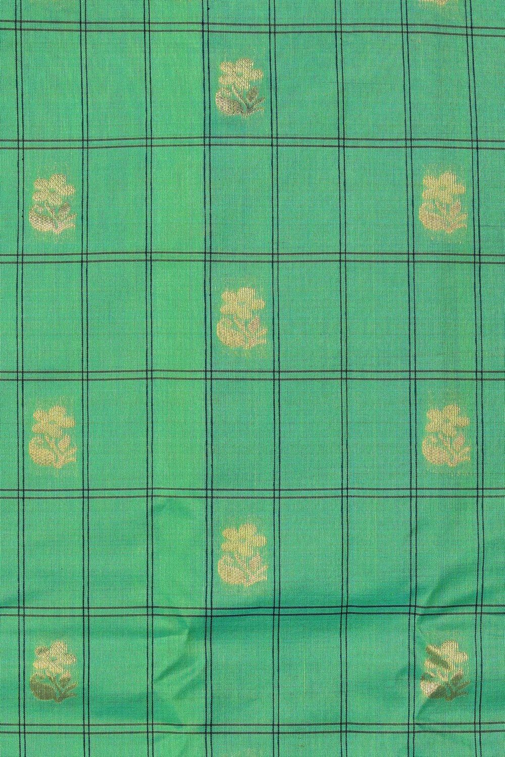 Gadwal Aqua Green Kattam Saree