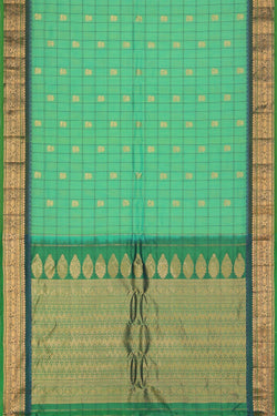 Image of Gadwal Aqua Green Kattam Saree