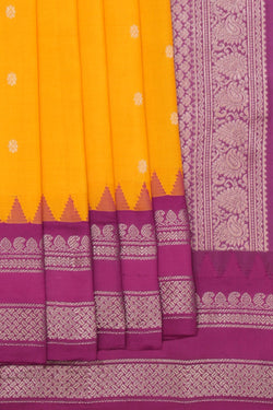 Image of Gadwal Silk Yellow Saree