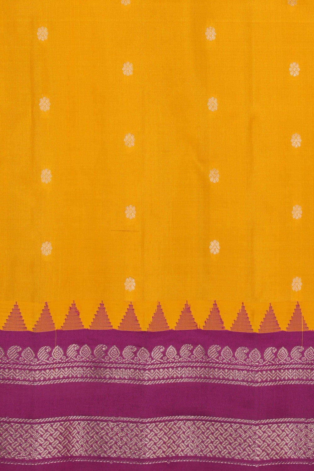 Image of Gadwal Silk Yellow Saree