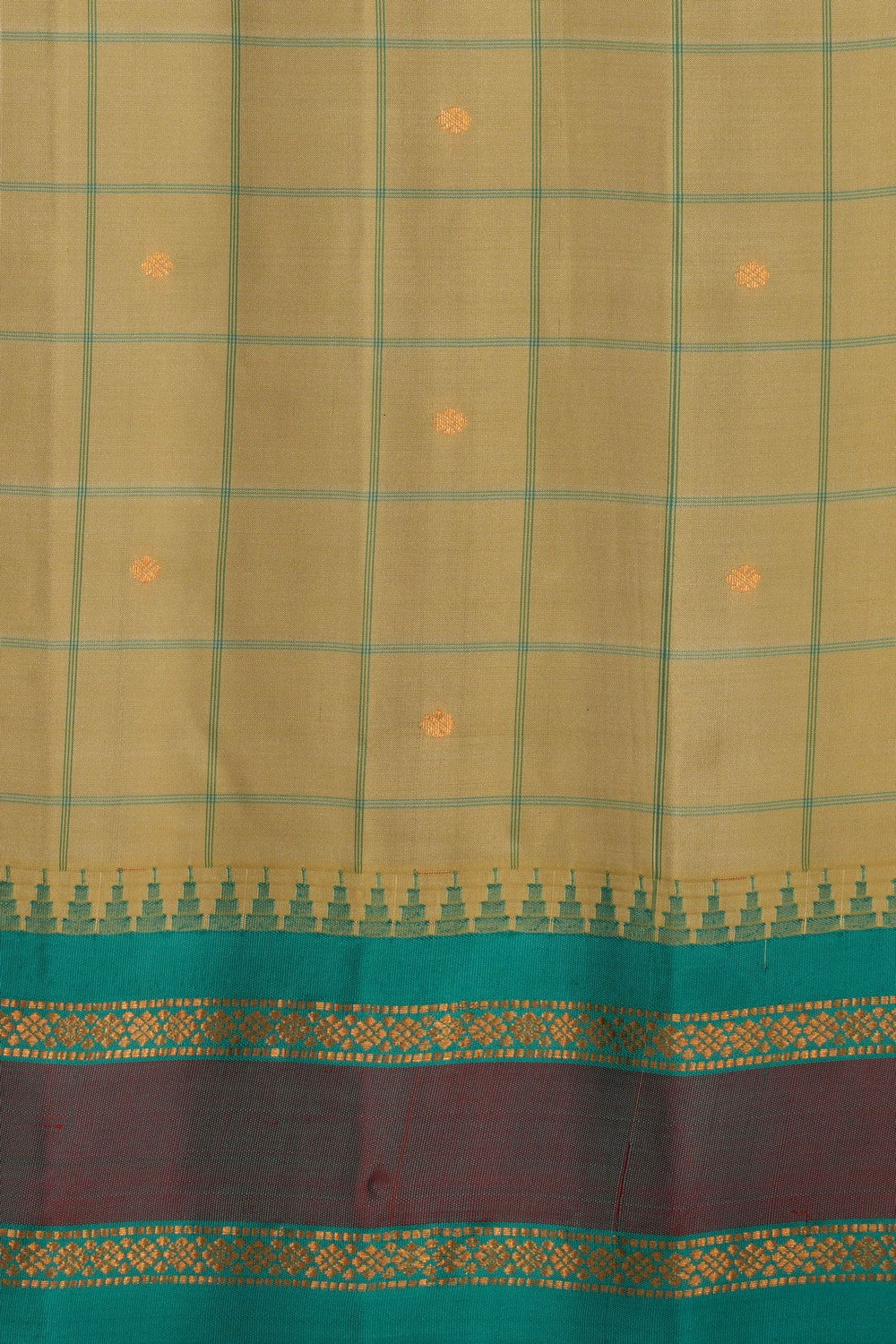 Image of Gadwal Silk Light-Green Kattam Saree