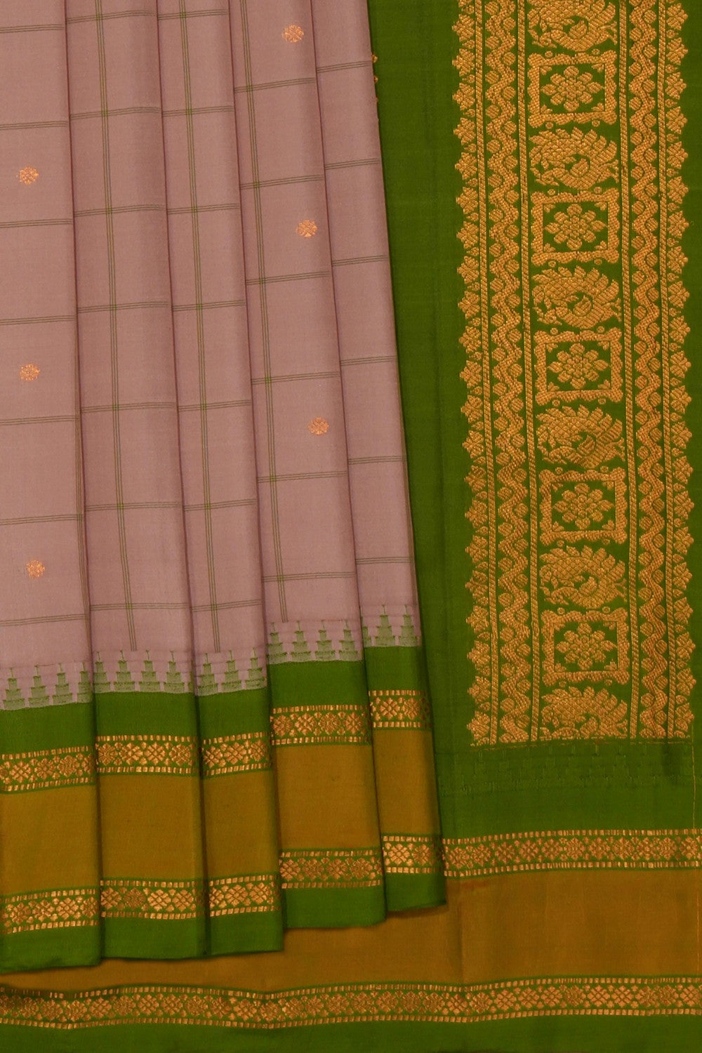 Gadwal Silk Light-Pink Kattam Saree