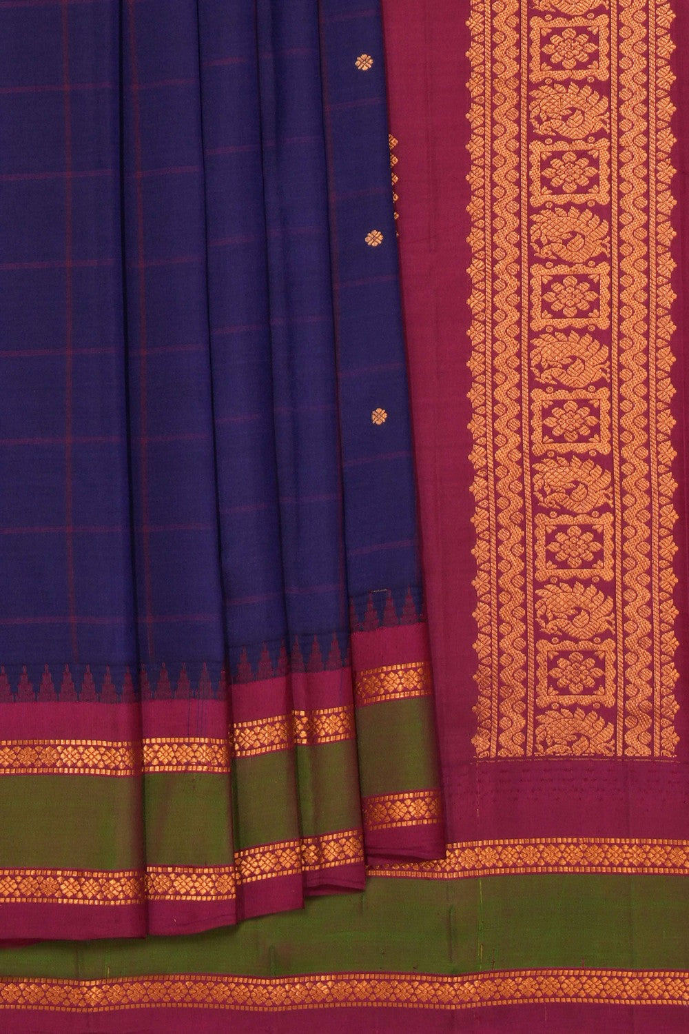 Gadwal Silk Violet Kattam Saree