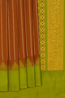 Image of Gadwal Silk Brown Saree