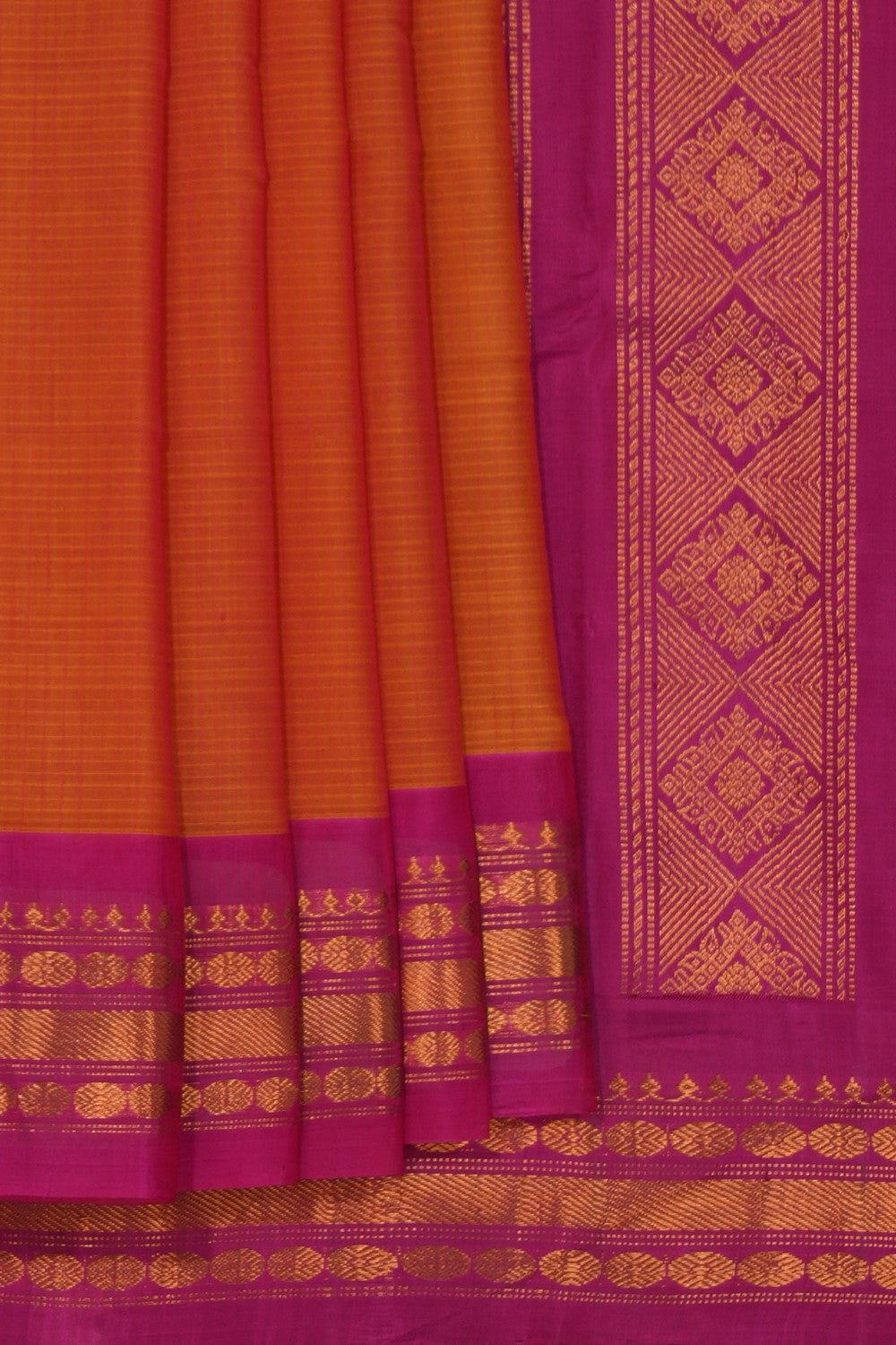 Gadwal Cotton Orange Saree