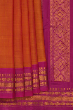 Image of Gadwal Cotton Orange Saree