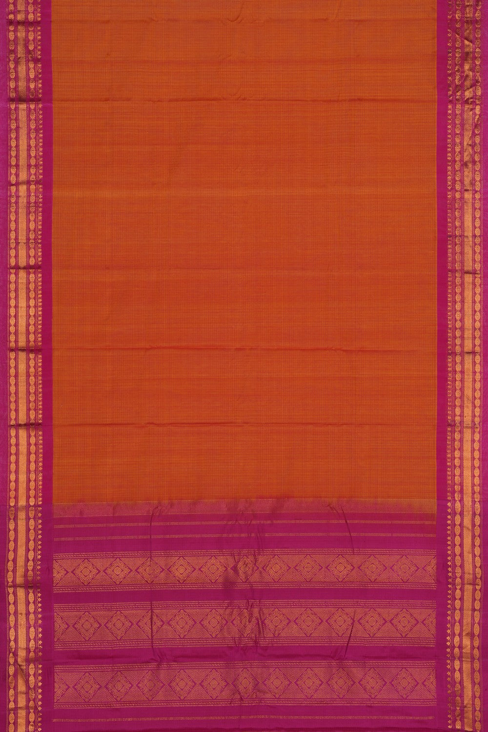 Gadwal Cotton Orange Saree