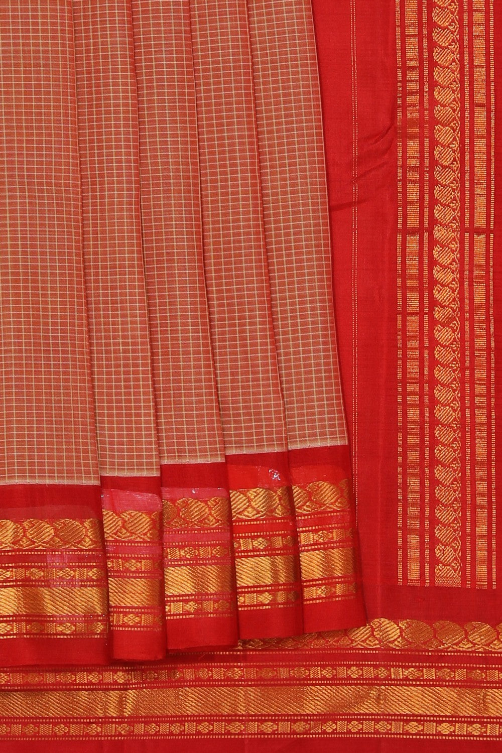 Gadwal Cotton Onion-Red Saree