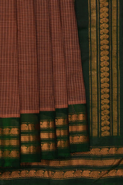 Image of Gadwal Cotton Brown Saree