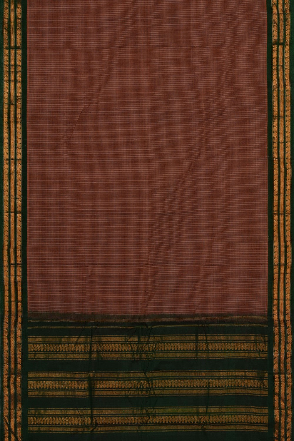 Gadwal Cotton Brown Saree