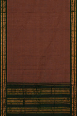 Image of Gadwal Cotton Brown Saree