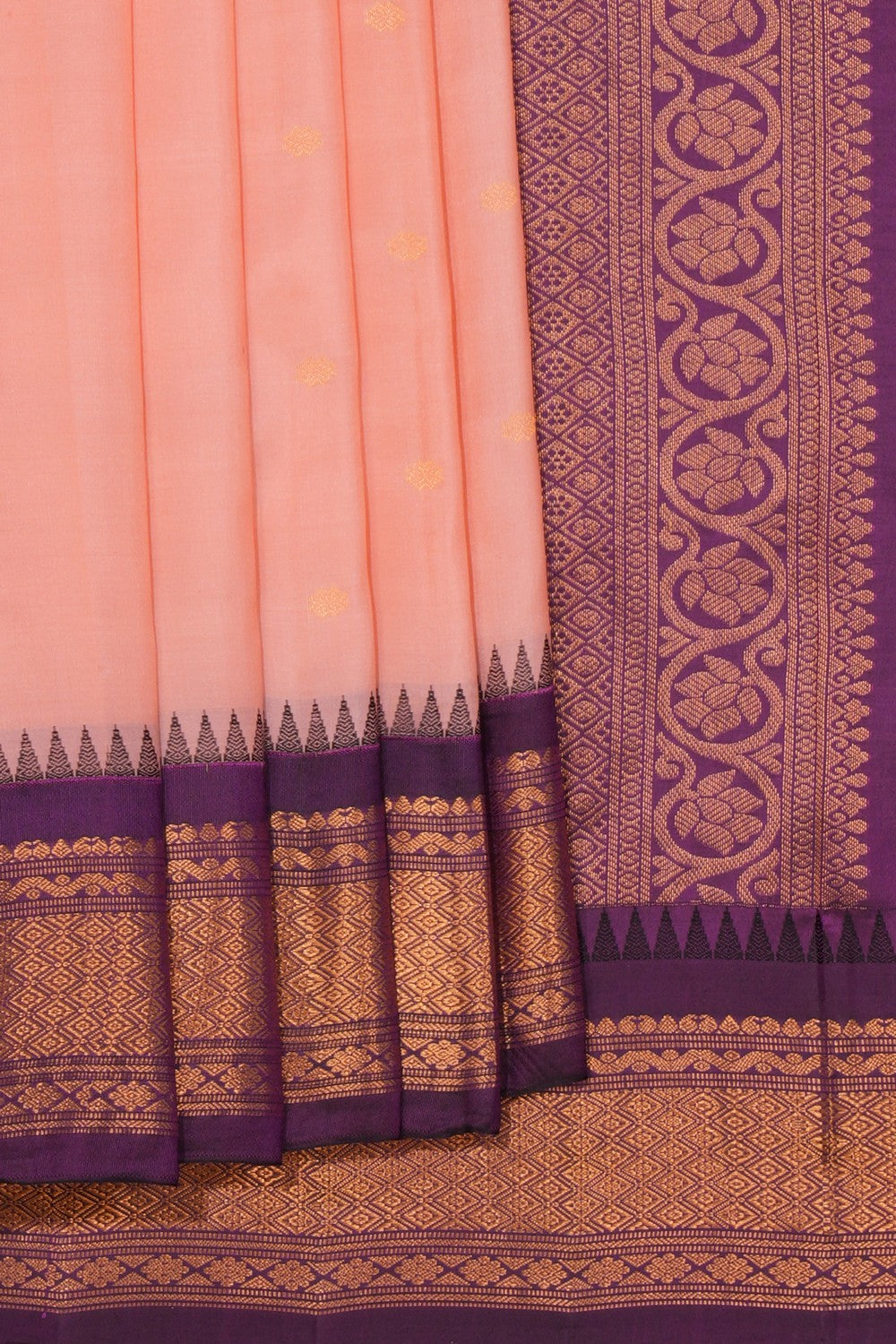 Gadwal Silk Peach Saree