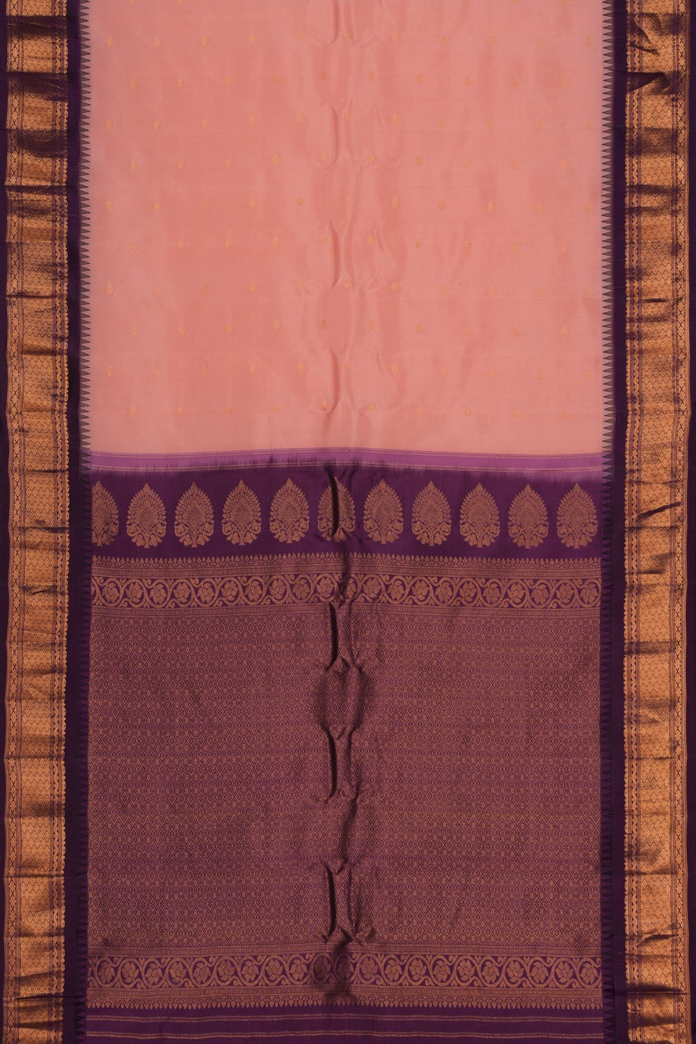 Gadwal Silk Peach Saree