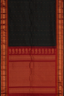 Image of Gadwal Silk Bottle Green Saree