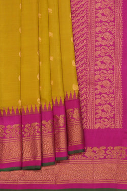 Image of Gadwal Silk Spring Green Saree