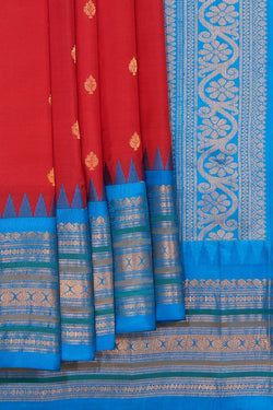 Image of Gadwal Silk Red Saree