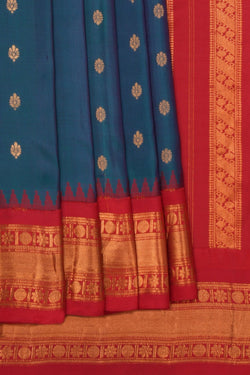 Image of Gadwal Silk Teal Blue Saree