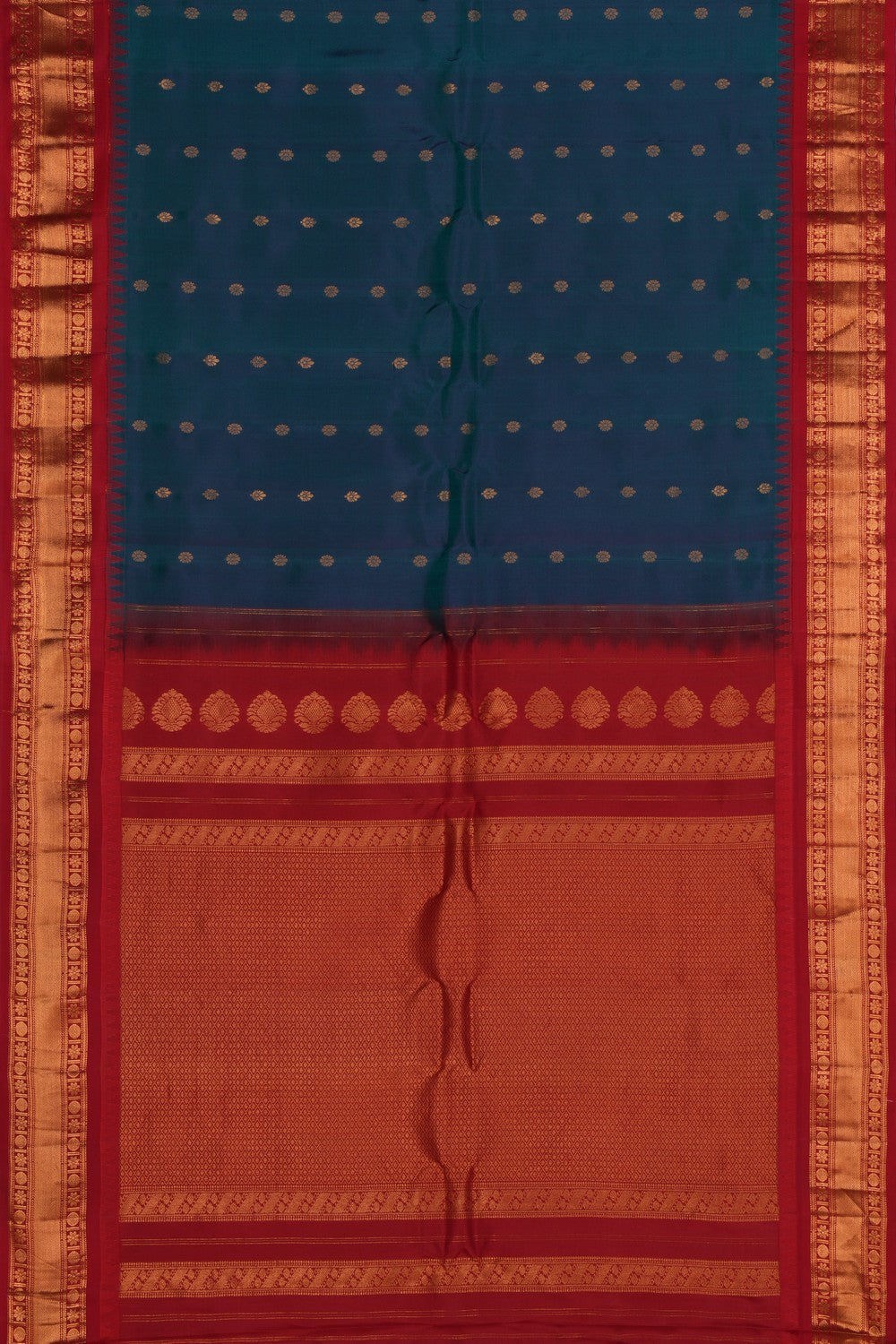 Gadwal Silk Teal Blue Saree