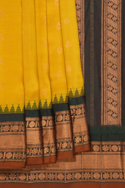 Image of Gadwal Silk Yellow Saree