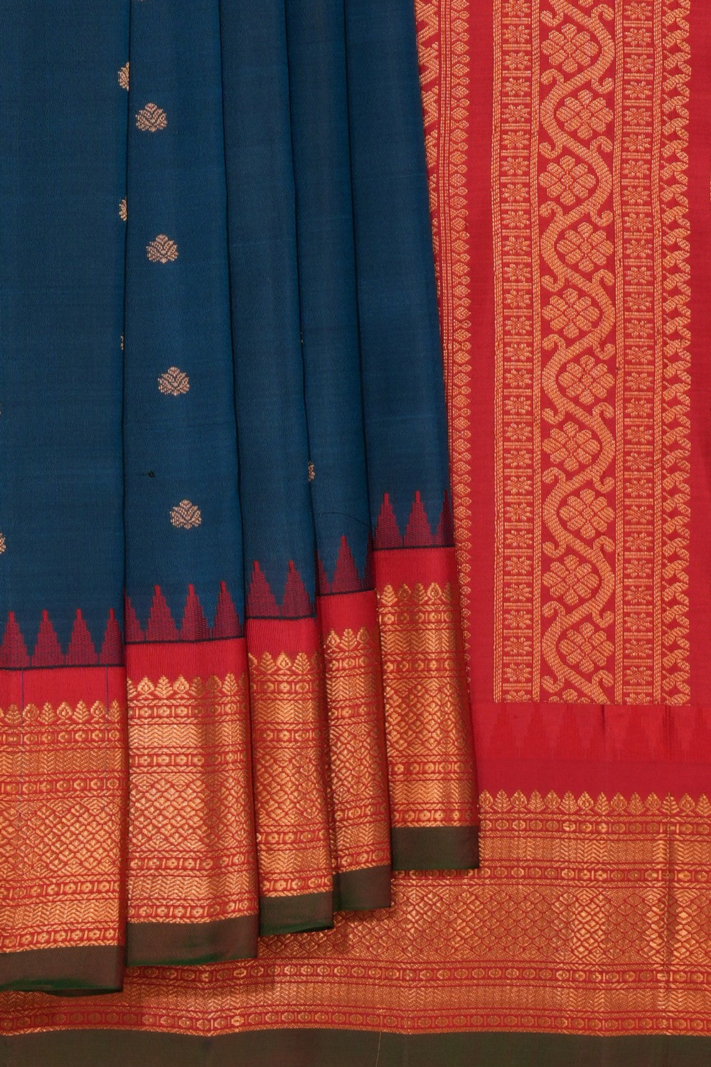 Gadwal Silk Peacock Blue Saree