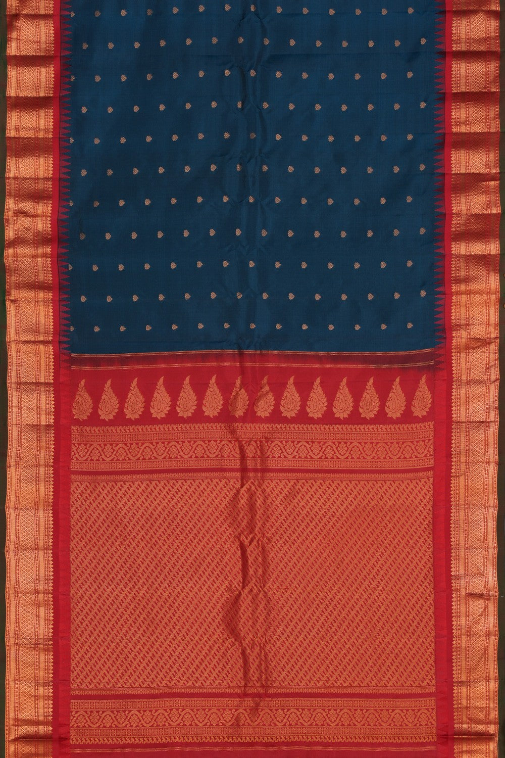 Gadwal Silk Peacock Blue Saree