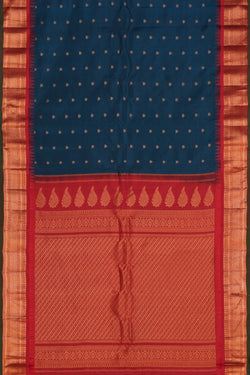 Image of Gadwal Silk Peacock Blue Saree