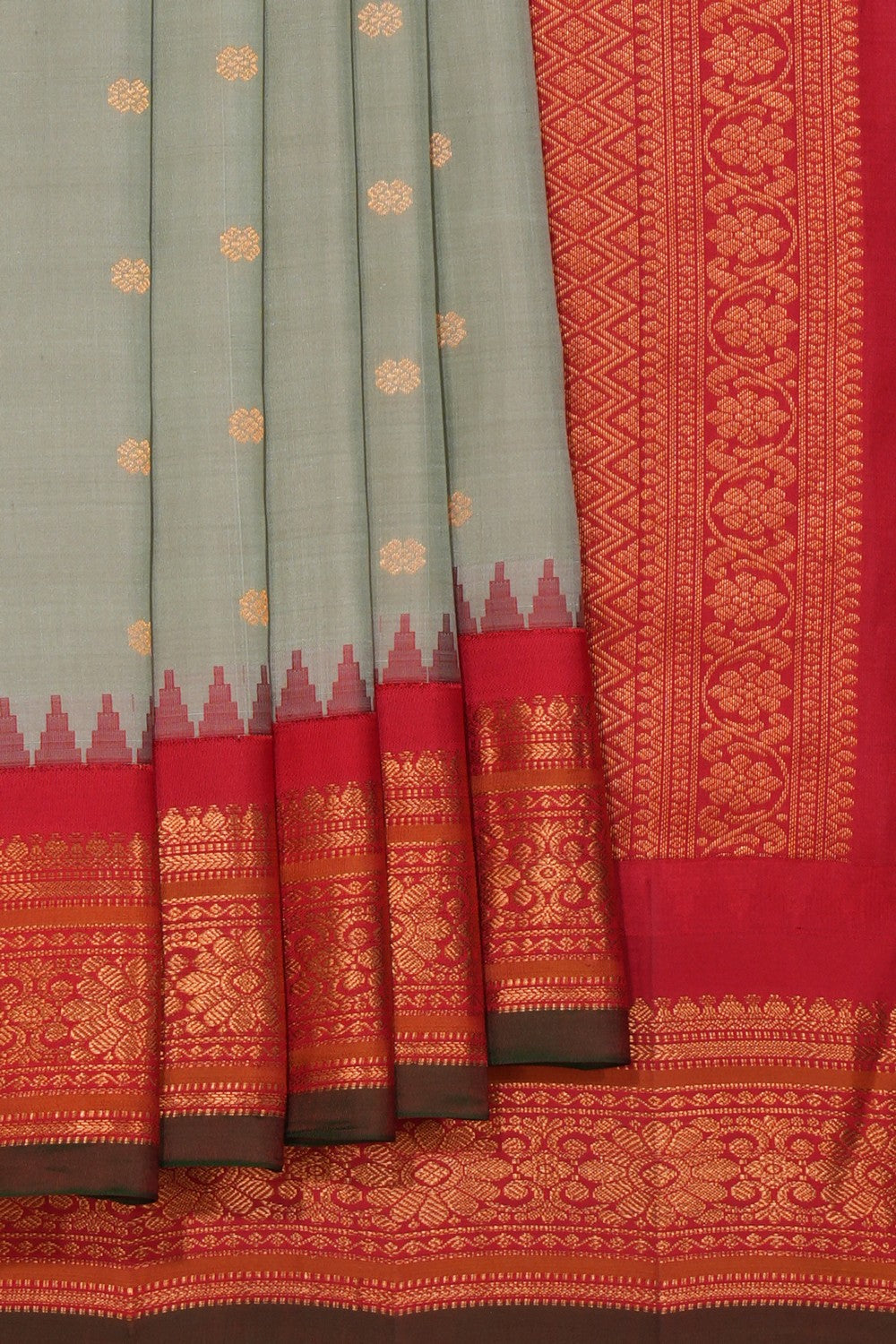 Gadwal Silk Sage Green Saree