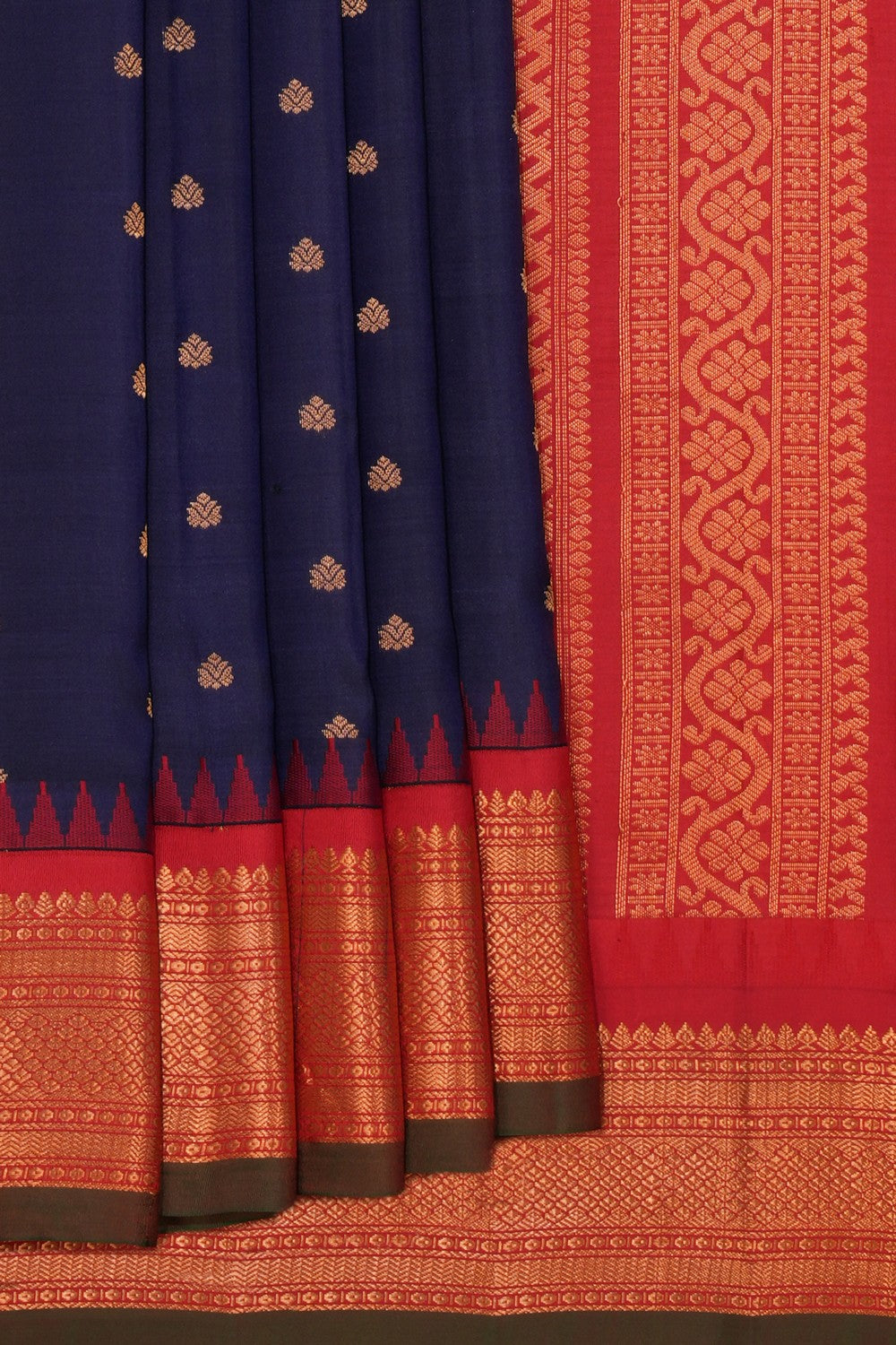 Gadwal Silk Navy Blue Saree