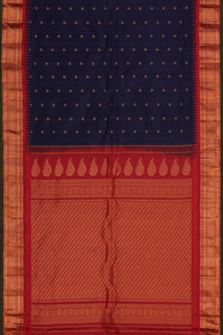 Image of Gadwal Silk Navy Blue Saree