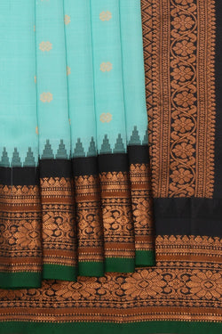 Image of Gadwal Silk Aqua Green Saree