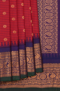 Image of Gadwal Silk Red Saree