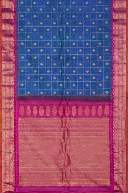 Image of Gadwal Silk Blue Saree